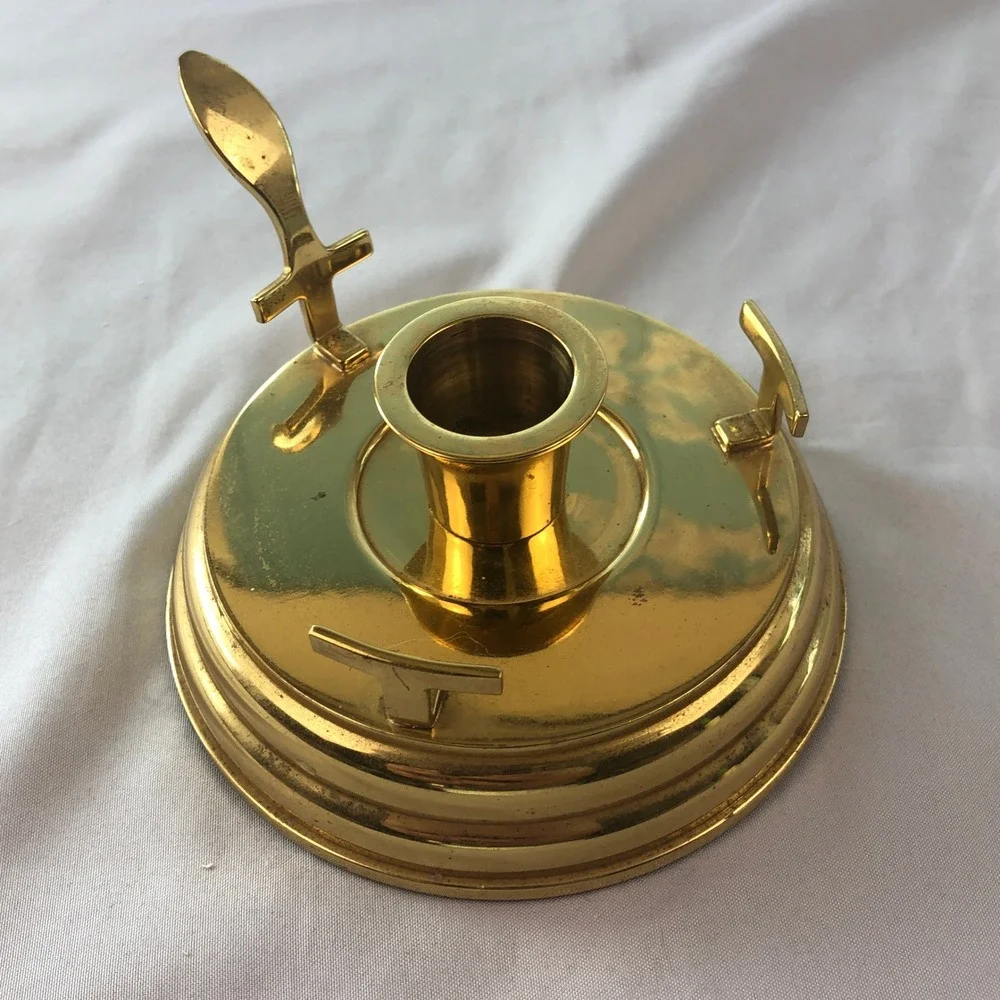 VTG PartyLite P7750 Brass Chamber Lamp Taper Candle Holder Base Gold, No Glass